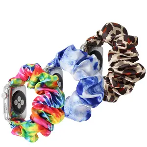 Nouvelle mode impression personnalisée femme élastique chouchou bracelet de montre bracelets pour Apple Watch