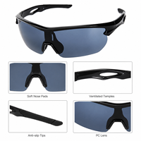 Lunettes de soleil sport polarisées TR90 pour adultes, hommes et femmes, demi-monture, UV400, pour cyclisme, anti-vent, course à pied, avec plaquettes nasales réglables
