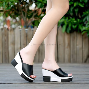 Nouvelles sandales compensées à talons hauts et semelle épaisse, à bout ouvert, pour étudiantes, employées de bureau, femmes, été - Product Image 3