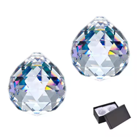 Pièces de lustre à prisme boule de cristal en verre clair personnalisé K9 40mm lustre clair boules à facettes en cristal suspendues
