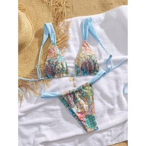 Traje de baño bikini sexy de estilo europeo y americano con copas triangulares y volantes - Product Image 3