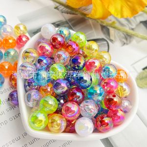 Chaozhou Acrylic Round <b>Beads</b> Mixed Color Ab Iridescent Straight Hole For Bracelet Making 8mm - Product Image 1