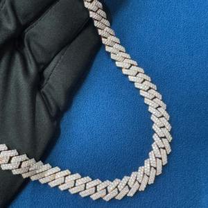 Moissanite Diamond 10 MM Rose Gold Plated 925 Sterling Silver Totalmente Iced Out Hip Hop Style Cuban Link Chain Jewelry para la venta - Product Image 2