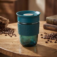 Mug à thé et café en verre borosilicate avec infuseur en acier inoxydable, design dégradé, 360 ml/12 oz, réutilisable, sans BPA, anti-fuite