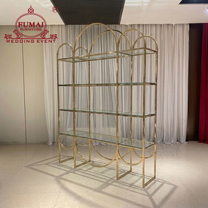 Estantes de exhibición de almacenamiento de decoración de estante de vino de metal superior de cristal de Venta caliente - Product Image 4