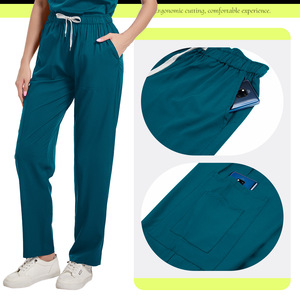 Unisex Medical <b>Scrub</b> Set Moisture Wicking Quick Dry Knitted Split Uniform Hospital Workwear - Product Image 2
