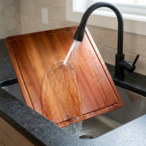 Tabla de Cortar de Madera Hecha a Mano con Asa, Rectangular, para Preparación de Alimentos, Servir, Uso Doméstico y en Restaurantes - Product Image 1