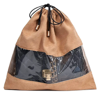 Sacs organisateur de chaussures et vêtements en daim à logo personnalisé sacs à main en daim à cordon pochettes anti-poussière avec fenêtre en PVC