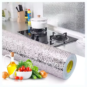 Autocollants muraux de cuisine auto-adhésifs en papier d'aluminium PVC imperméable | Papier peint bricolage résistant à l'huile pour poêle et armoire - Product Image 3