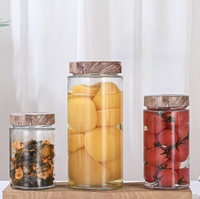 Factory Wholesale New 280ml 380ml 500ml 750ml 1000ml Wood-Grain Metal-Lid Glass Jam & Honey Jars