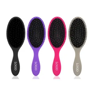 Gloway oem cerdas macias de plástico, escova de cabelo desembaraçador nylon para mulheres homens secos ou molhados todos os tipos de cabelo