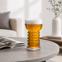 Verre à bière 500 ml avec base côtelée en spirale, verre de dégustation unique sur pied pour bar, maison, fête