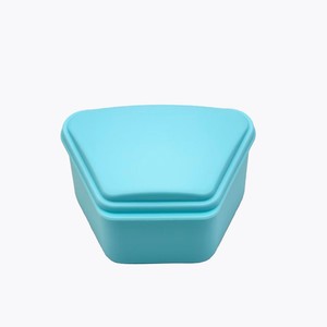 Trapezoidal <b>Denture</b> Case Light Blue PP Material Storage <b>Box</b> For Home And Commercial Use - Product Image 1