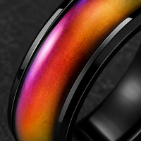 Bague d'humeur en acier inoxydable, thermochromique, changeant de couleur, sensible à la chaleur, bijoux unisexe or, argent, noir, bague émotionnelle, cadeau