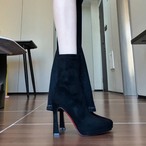 Nuevas Botas de Tobillo con Tacón Grueso para Mujer, Otoño, Invierno, Verano, Color Sólido, Cierre de Velcro, Impermeables, Ligeras, Tacón Alto, Malla, Estilo Caballero - Product Image 3