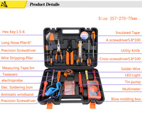 Juego de Herramientas Manuales Multiusos de 46 Piezas, Marca KHC, Combinación de Acero Inoxidable 201 y Acero al Carbono, Profesional, OEM, Estuche Rígido, 1 Año de Garantía