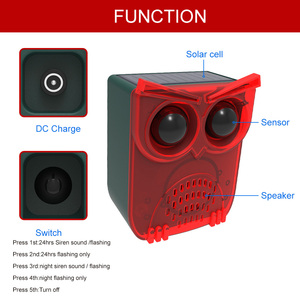 Alarme solaire infrarouge extérieure étanche IP55 avec 13 sons et alarme lumineuse clignotante pour dissuader les animaux sauvages - Product Image 6