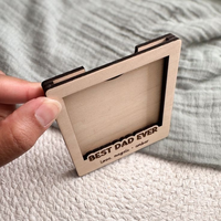 Bingkai Foto Magnetik Kayu MDF Kustom dengan Magnet Hadiah Bisnis Bentuk Persegi Panjang Kemasan Kotak Aman Coklat Logo Kustom