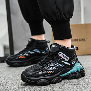 Men's High <b>Top</b> Lace-Up Basketball Sneakers Breathable PU Mesh Upper Cushioned <b>PVC</b> Sole All-Season Fitness Daily Walking Shoes - Product Image 6