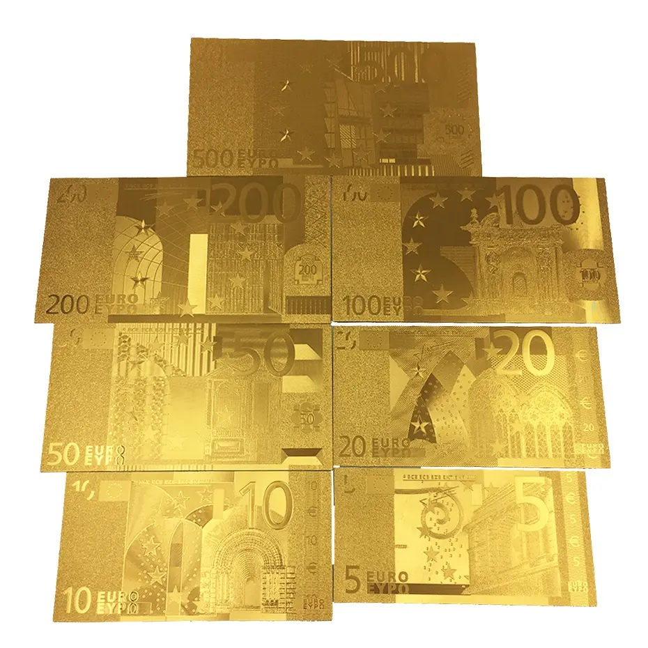 24k مطلية بالذهب اليورو الأوراق النقدية البطاقات الأوروبية للزينة عيد الميلاد ولعب الاطفال لعبة