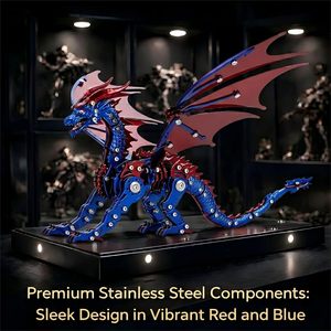 Kit de modèle de pterosaure en <span class=keywords><strong>métal</strong></span> <span class=keywords><strong>3D</strong></span> - <span class=keywords><strong>Puzzle</strong></span> de dinosaure steampunk en acier inoxydable - Art bionique <span class=keywords><strong>mécanique</strong></span> pour la décoration de bureau des adultes (Bleu) - Product Image 5