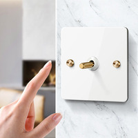 Interrupteur mural de style industriel rétro en laiton de type 86, panneau de prise en métal esthétique, 10A AC 220V, interrupteur blanc en acier inoxydable