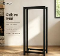 Support de rangement pour bûches en fer noir, robuste, pour bois de chauffage, intérieur/extérieur, pour patio, cour, ferme