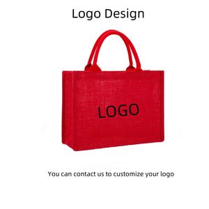 Customized Products Personalized Red Christmas <b>Gift</b> Tote <b>Bag</b> Wedding <b>Bridesmaid</b> Party Jute Tote <b>Bag</b> - Product Image 3