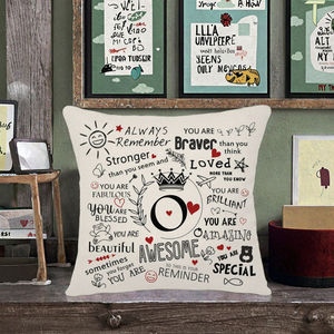Housse de coussin carrée personnalisée de style moderne, 26 lettres, coussin décoratif pour la maison, faible MOQ, impression par sublimation, cadeau pour amis - Product Image 3