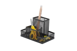 Metal Mesh Desk Organizer Set Office Supplies Accessories Storage Caddy <b>Pen</b> Pencil Holder All in One Desktop <b>4</b> Compartments - Product Image 5