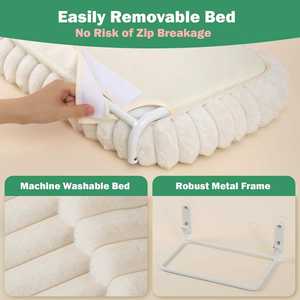 Ultraweiches, umweltfreundliches, faltbares Hunde-Fensterbett mit 4-seitigem Polster, kabellos, Metallrahmen, maschinenwaschbar, bedruckte Hängematte - Product Image 6