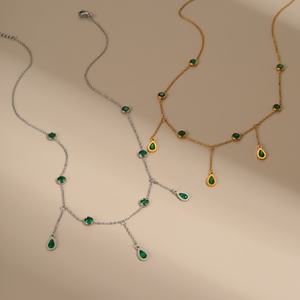 קיוטי pvd שיק זהב 18k נירוסטה שרשרת זרקון עמיד למים קריסטל שרשרת תליון עמיד למים קריסטלים - Product Image 2