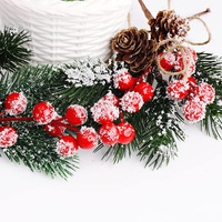 Décorations de Noël personnalisées Bouquet de baies rouges Flocon de neige Corde de chanvre Aiguilles de pin Cônes de pin Mousse 20cm Usine Jinshida