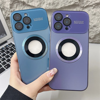 Étui de téléphone portable Simple de luxe pour IPhone16 ProMax grande fenêtre étui de téléphone portable magnétique Film d'objectif housse de protection Anti-chute