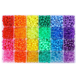Perles miniatures en acrylique rondes, 2880 pièces, pour la fabrication de bijoux DIY pour enfants, ensemble de couleurs arc-en-ciel - Product Image 1