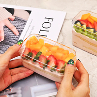 Wegwerp ecologische plastic bakjes voor bakkerijen, met opklapdeksels, vierkant, multifunctioneel voor cake, dessert, sushi, kauwgom, suiker