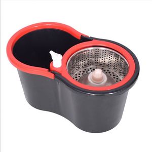Seau de lavage de sols à double entraînement rotatif avec manche en acier inoxydable, auto-essoreur à pression manuelle, pour un nettoyage mains libres et sans effort - Product Image 4