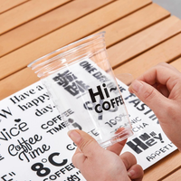Autocollant de transfert transparent personnalisé, amovible, sans résidu, en vinyle, imperméable, résistant à l'huile, pour tasses à café, verres et étiquettes d'emballage