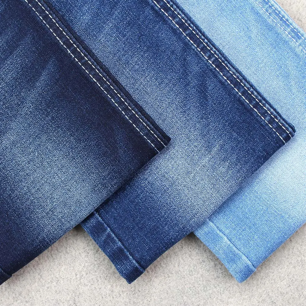 Tecido jeans slub de 10 onças com anel elástico alto para jeans