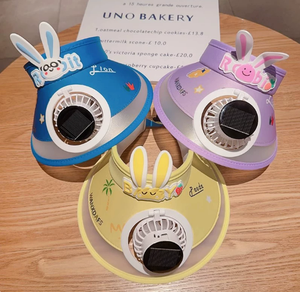 Casquette <span class=keywords><strong>Pare</strong></span>-<span class=keywords><strong>Soleil</strong></span> pour Enfants avec Ventilateur Solaire et Chargement USB, Chapeau Rafraîchissant Anti-UV Motif Lapin Mignon pour l'Été des Enfants - Product Image 3