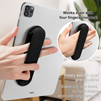 Support de tablette universel à commande d'une seule main avec poignée, support de poignet en silicone, support de doigt et sangle de maintien à ventouse