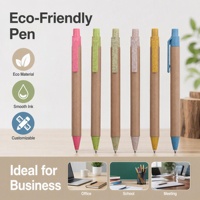 Stylo bille en tube de papier recyclé avec embout en paille de blé, impression de logo personnalisée, 1,0 mm, écologique, stylo promotionnel original