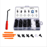 Kit de 100 Clips de Fixation pour Pare-Chocs Automobile, Rivets en Plastique à Pousser, Assortiment de Tailles avec Outil de Démontage