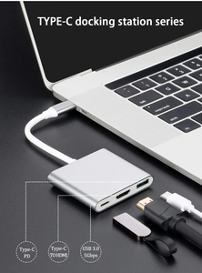 Adaptador de concentrador <span class=keywords><strong>USB</strong></span> tipo <span class=keywords><strong>C</strong></span> de estación de acoplamiento 3 en 1 de alta velocidad barato de fábrica con 4K HDMI USB3.0 PD para <span class=keywords><strong>MacBook</strong></span> - Product Image 4