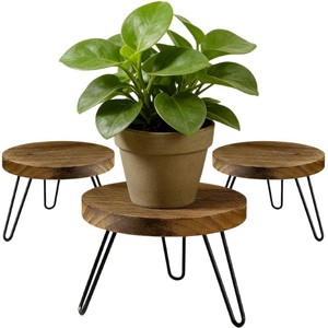 Cross-border wooden flower pot <b>shelf</b>, simple round wooden stump, retro <b>desktop</b> ornament, succulent potted plant decorative base - Product Image 5