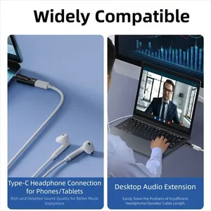 Convertisseur USB Type-C vers 3,5 mm <span class=keywords><strong>m</strong></span>âle-femelle HiFi Plug & Play <span class=keywords><strong>DAC</strong></span> sans latence Connecteur USB-C vers AUX avec gaine en PVC pour ordinateur - Product Image 6