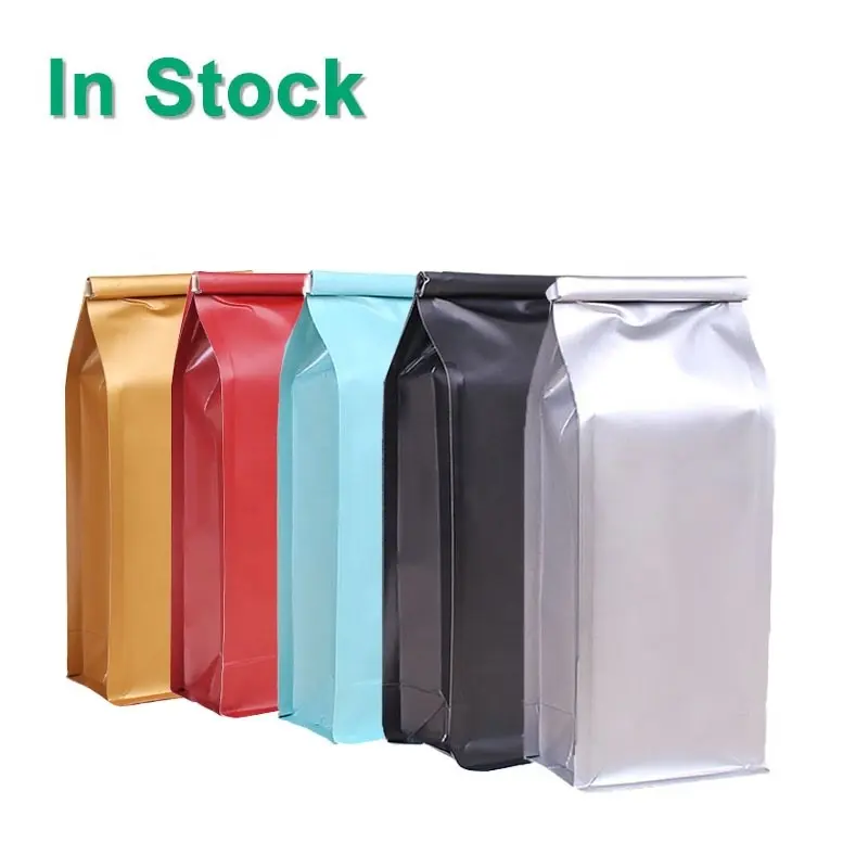 aluminum foil plastic heat seal square bottom coffee bags with valve and tin tie