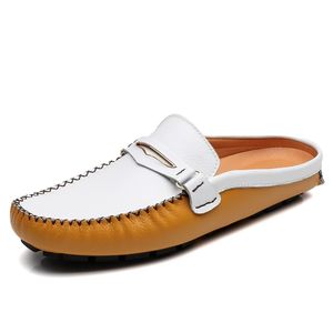 Mocasines de Cuero Genuino de Alta Calidad para Hombre, Estilo Mule sin Talón, con Puntera Cubierta, Fabricados en Fábrica - Product Image 3