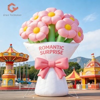 Tulipe rose géante gonflable, fleur en fibre de verre surdimensionnée avec accent nœud pour paysages romantiques