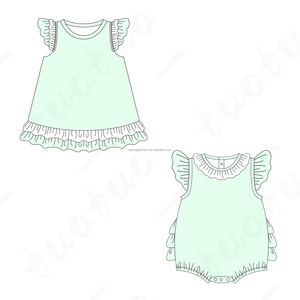 Pagliaccetto personalizzato all'ingrosso del bambino del Boutique vestito in bianco del cotone 100% svolazzano senza maniche di nuovo a scuola per bambini vestiti la bambina del bambino - Product Image 2